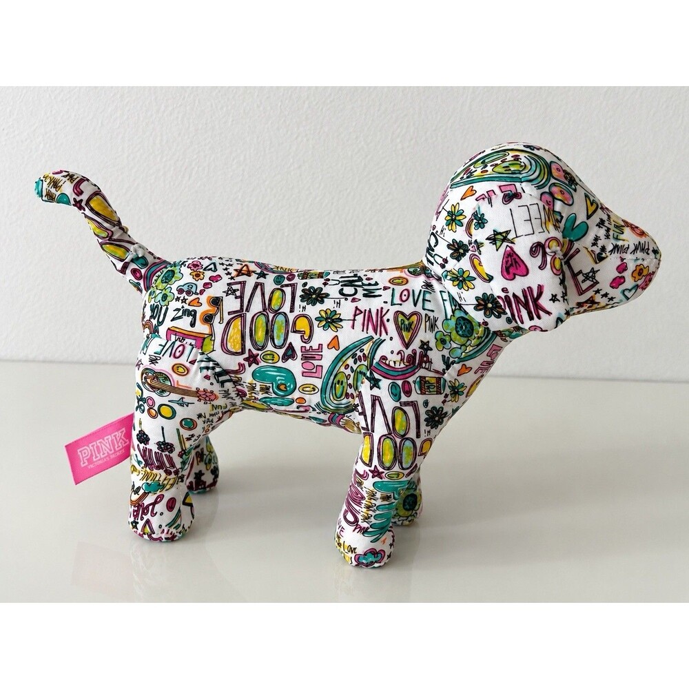 Victoria’s Secret PINK Plush Dog Doodle Graffiti Logo